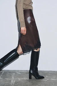 LEATHER LACE SKIRT ZW COLLECTION LIMITED EDITION