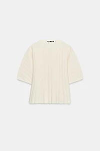 PUFF SLEEVE RIB KNIT TOP