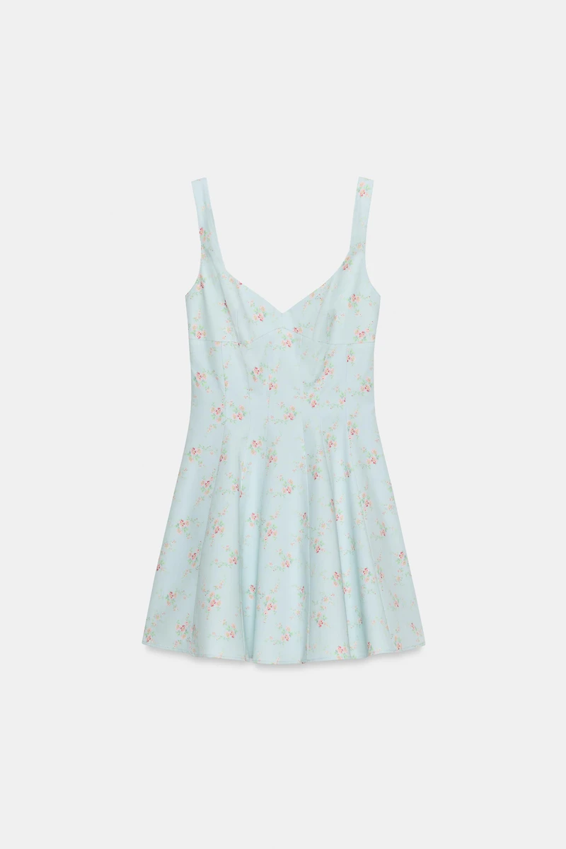 ROBE COURTE EN POPELINE FLEURIE