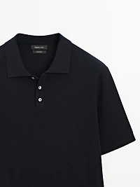 100% cotton ribbed knit polo shirt