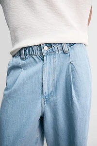 PANTALON DENIM CHINO COUPE AMPLE À PLIS