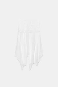 ASYMMETRIC EMBROIDERED MIDI SKIRT