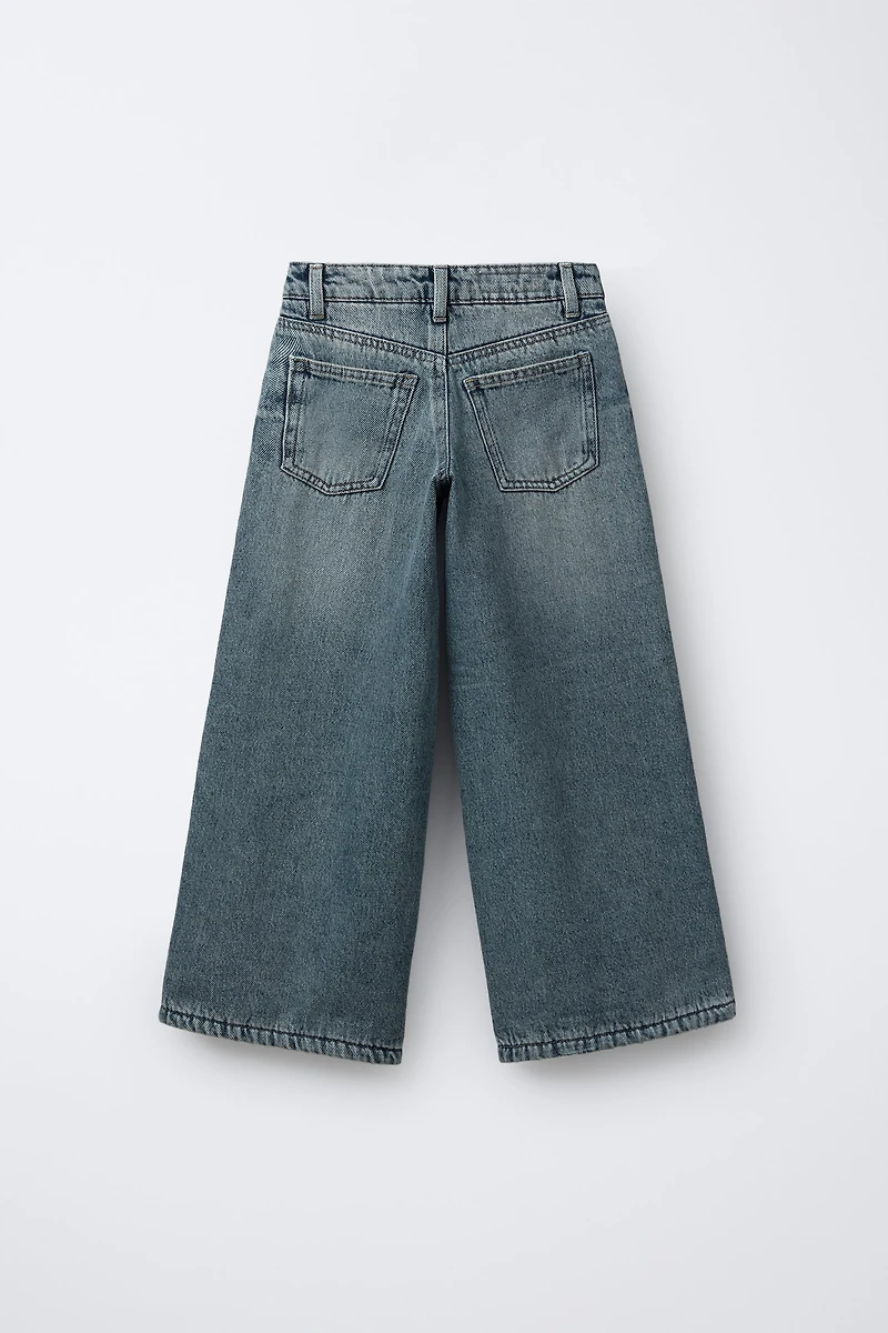 FLEECE-LINED WIDE LEG JEANS