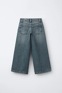 FLEECE-LINED WIDE LEG JEANS