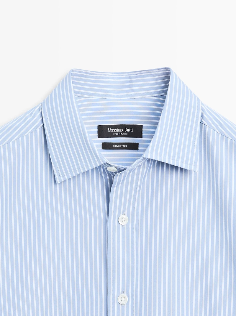 100% cotton striped poplin shirt