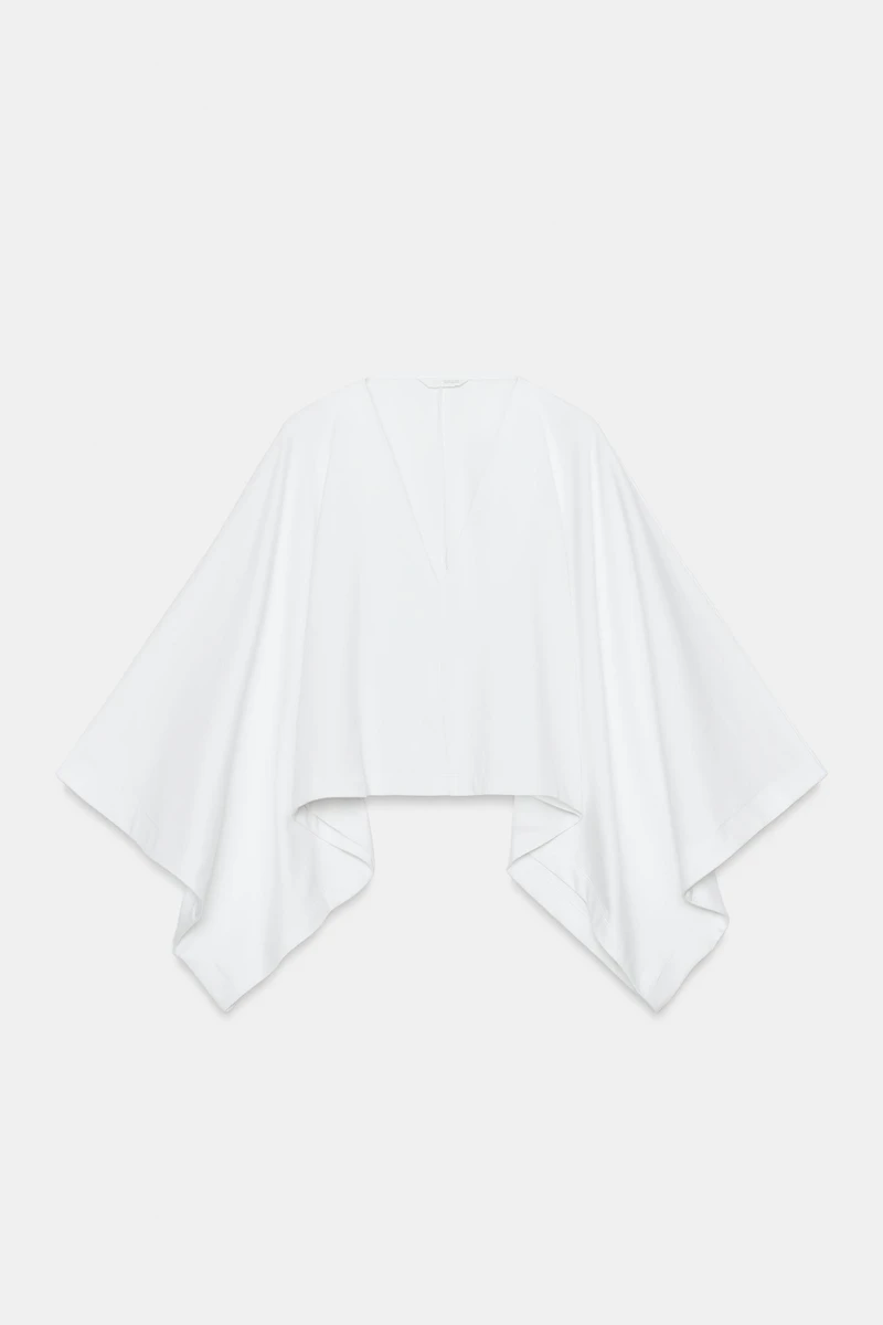 VOLUMINOUS HEAVY COTTON CAPE TOP
