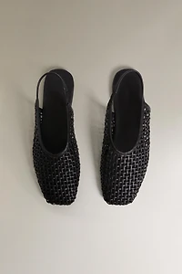 BRAIDED LEATHER SLINGBACK BALLET FLATS