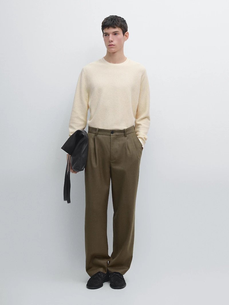 Pull en maille texturée de coton mélangé