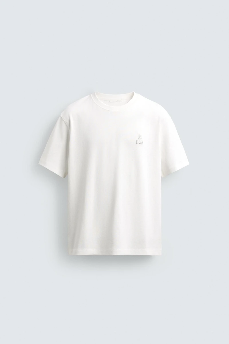 EMBROIDERED COMBINED PRINT T-SHIRT