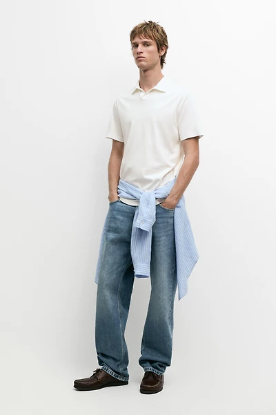 Short sleeve cotton knit polo shirt