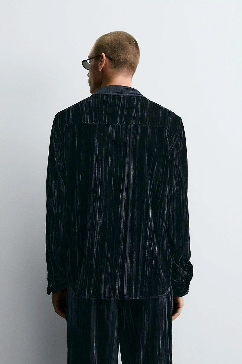 PLEATED VELVET OVERSHIRT