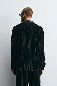PLEATED VELVET OVERSHIRT