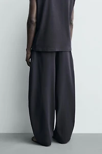 RIBBED TEXTURE BALLOON FIT JOGGER PANTS
