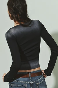 WASHED EFFECT STUDDED T-SHIRT