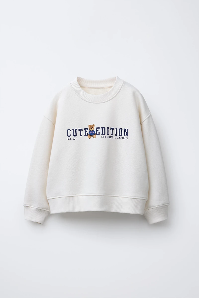 TEXT AND BEAR PRINT SWEATSHIRT