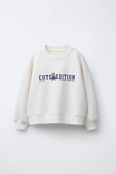 TEXT AND BEAR PRINT SWEATSHIRT
