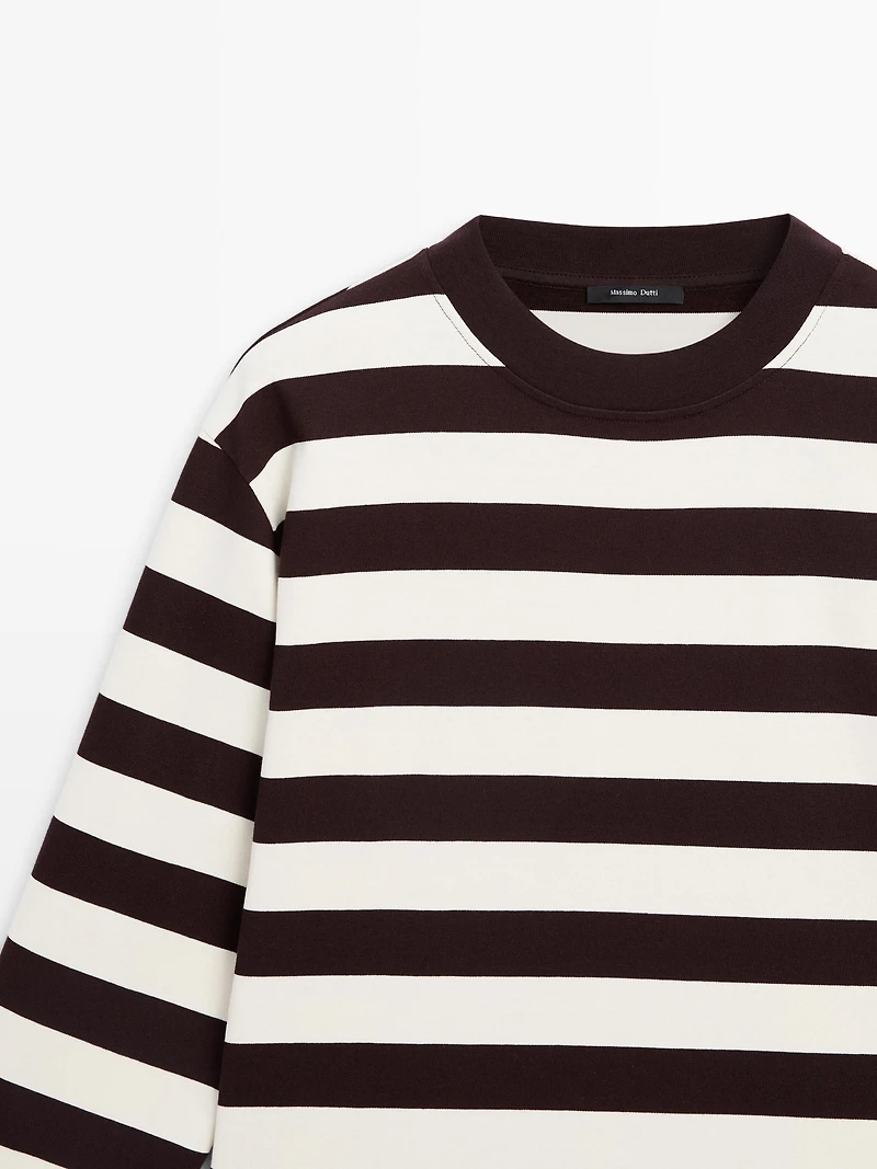 Striped long sleeve cotton T-shirt