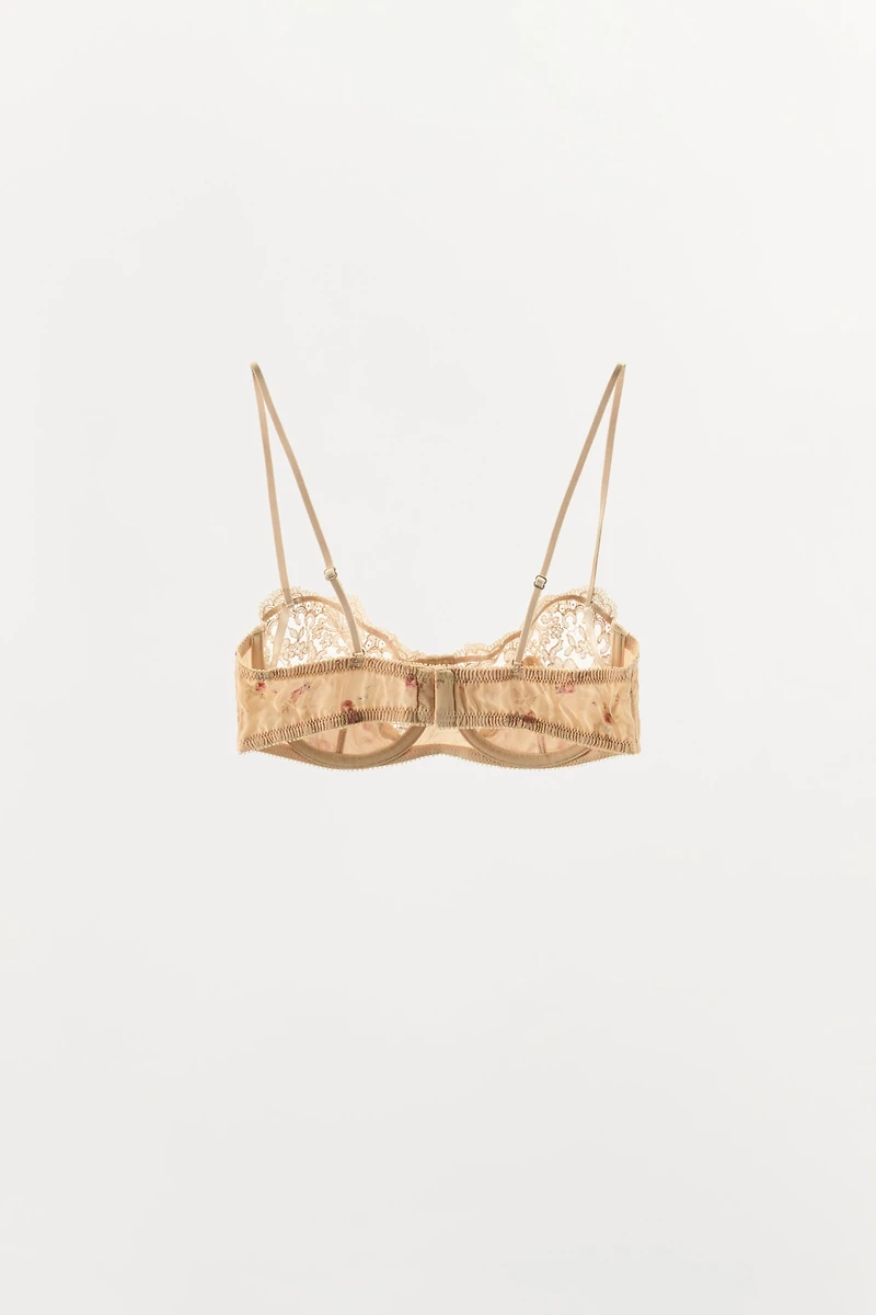 FLORAL PRINT LACE UNDERWIRE BRA