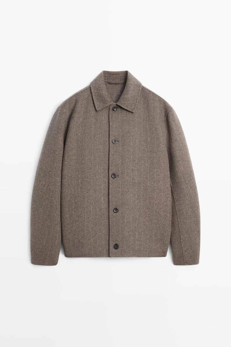 Striped double wool blend jacket
