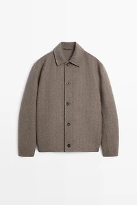 Striped double wool blend jacket