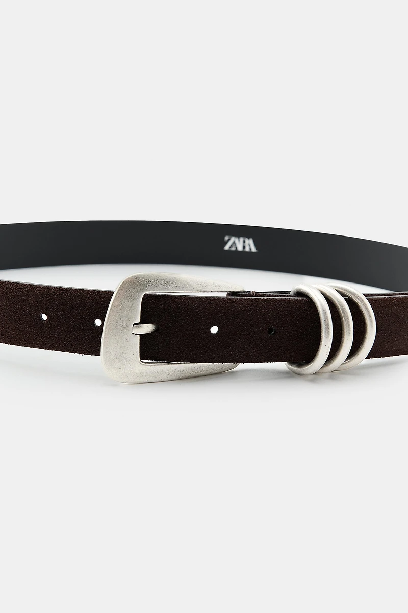 CEINTURE CUIR CROÛTE DE ANNEAUX