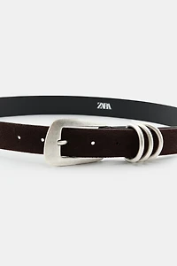 CEINTURE CUIR CROÛTE DE ANNEAUX