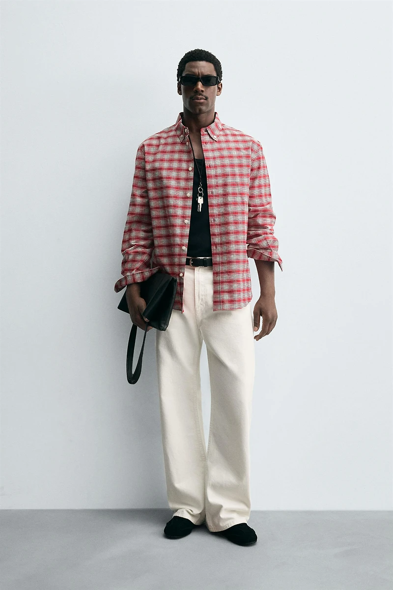 BUTTON-DOWN COLLAR PLAID SHIRT