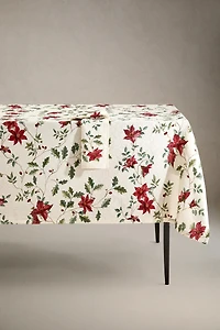 CHRISTMAS FLORAL JACQUARD COTTON TABLECLOTH