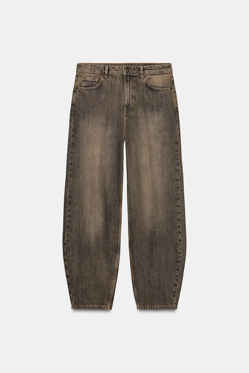 ZW COLLECTION MID-RISE BARREL LEG JEANS
