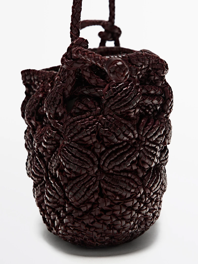 Nappa leather macramé pouch bag