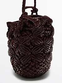 Nappa leather macramé pouch bag