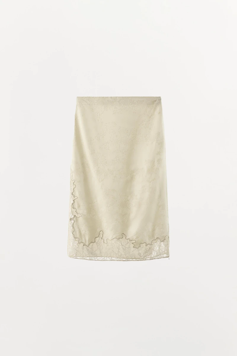 LACE JACQUARD MIDI SKIRT