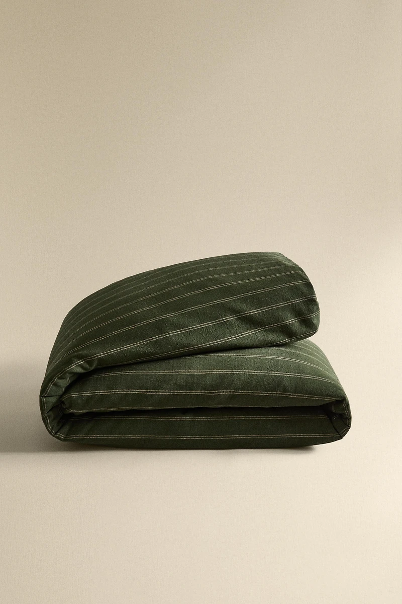 HOUSSE DE COUETTE COTON ET LIN RAYURES NOËL