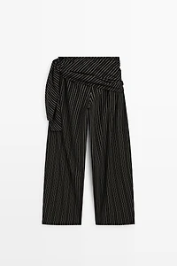 Striped barrel fit pants with scarf detail