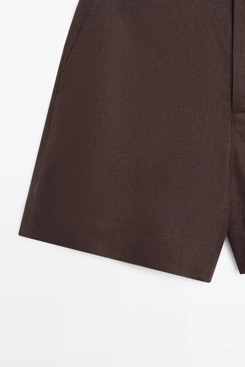 100% linen short Bermuda shorts