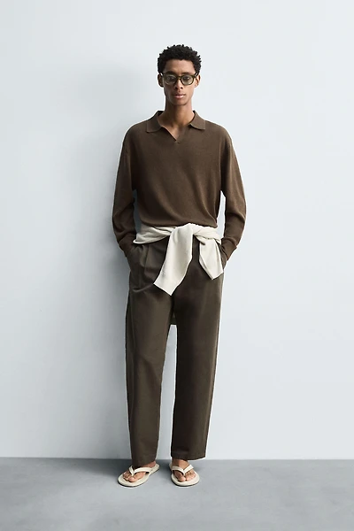 COTTON-HEMP KNIT POLO SHIRT