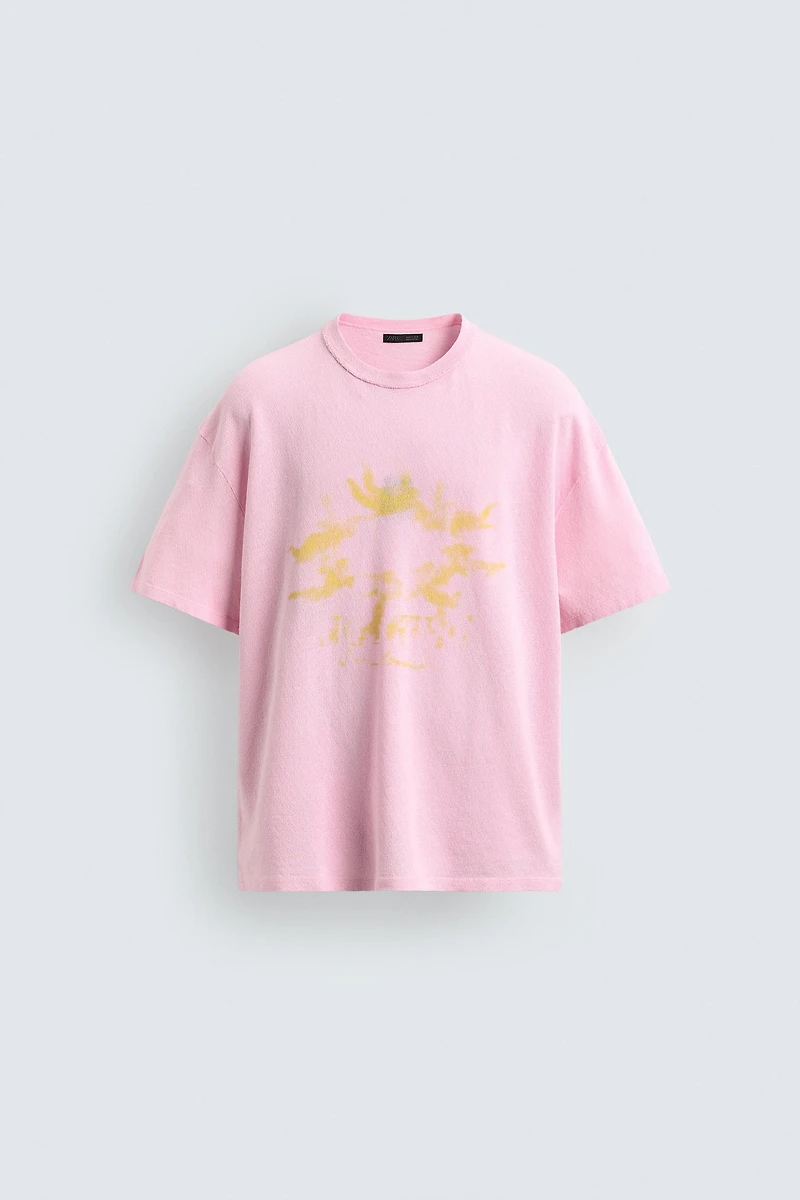 CONTRAST PRINT KNIT T-SHIRT