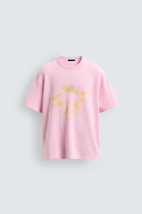 CONTRAST PRINT KNIT T-SHIRT