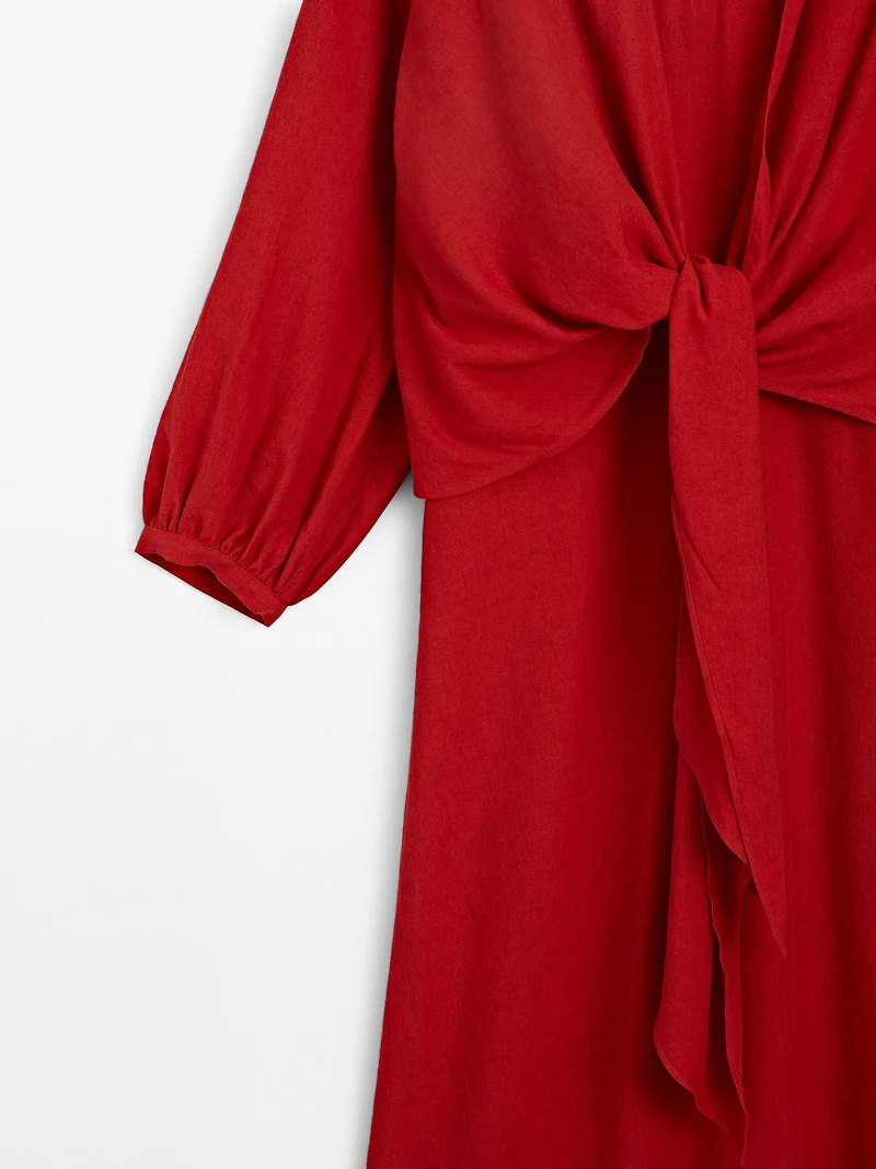 Midi dress with knotted neckline