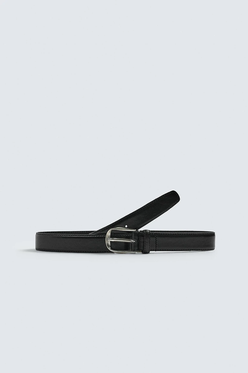 TOPSTITCHED LEATHER BELT