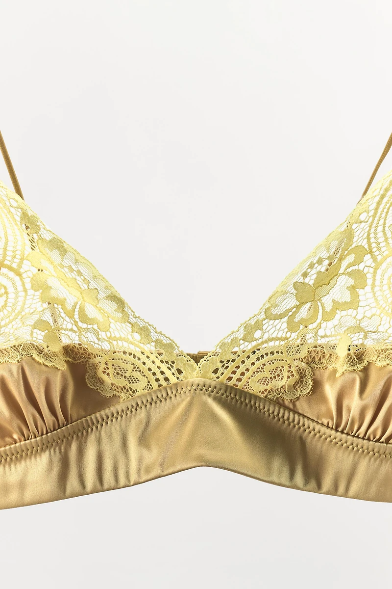 SOUTIEN-GORGE TRIANGLE SATINÉ AVEC DENTELLE