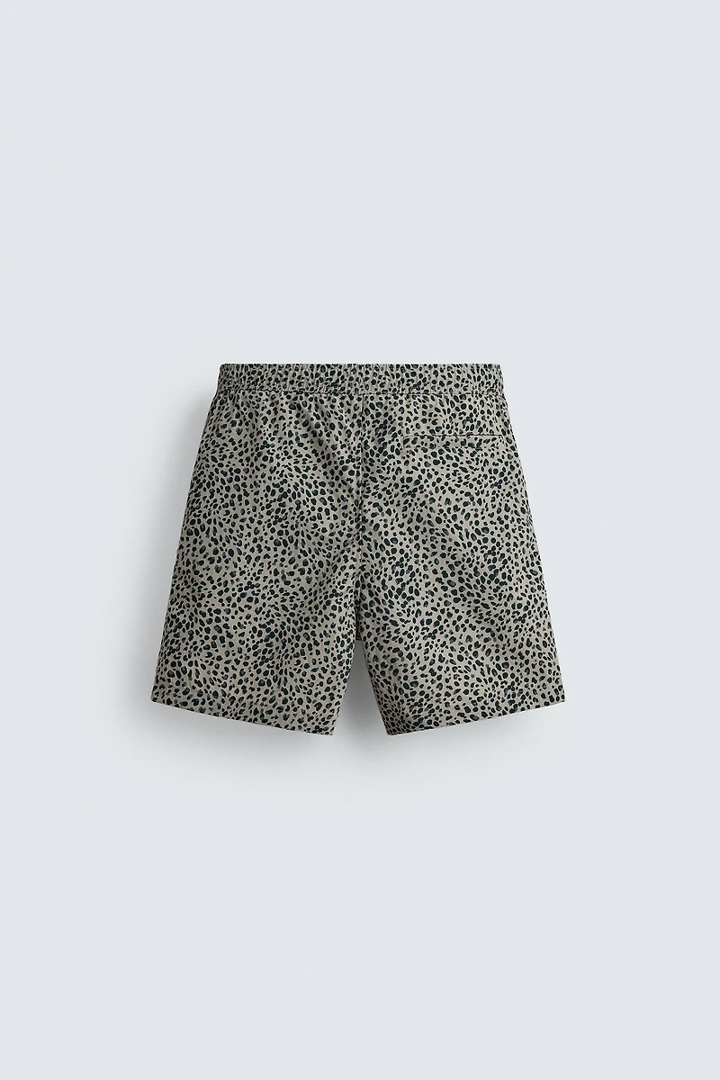 ANIMAL PRINT LONG SWIM TRUNKS