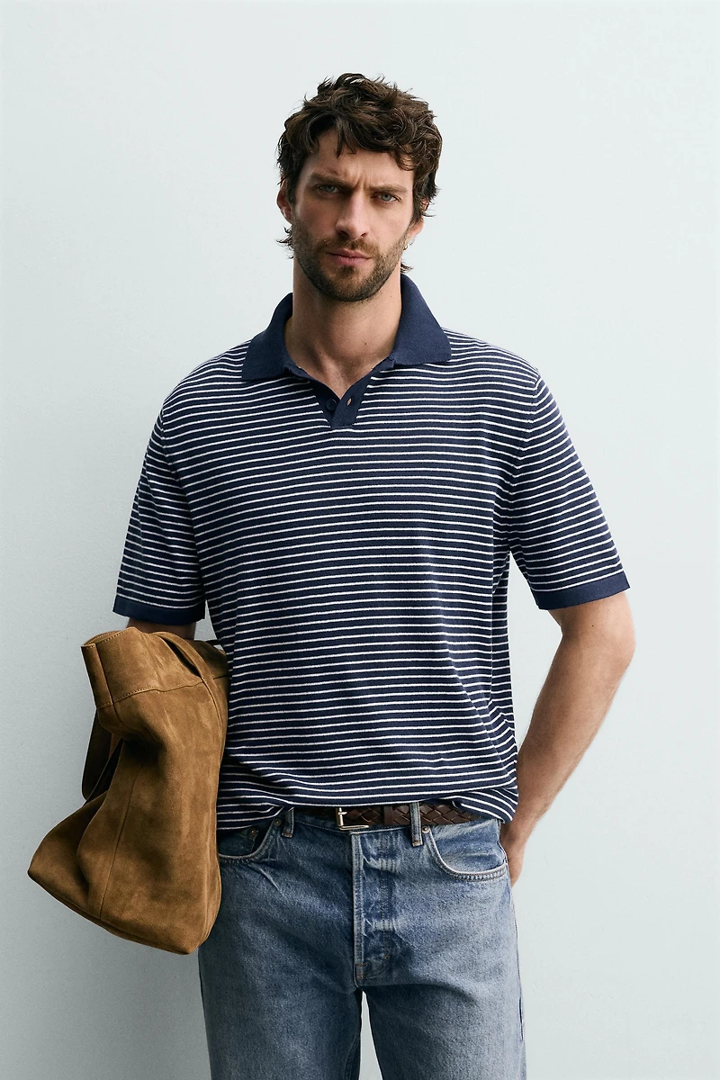 STRIPED JACQUARD KNIT POLO