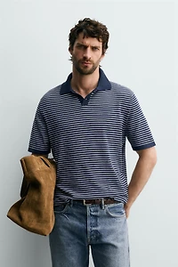 STRIPED JACQUARD KNIT POLO