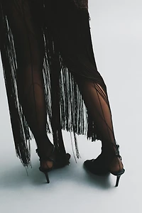 FRINGED LACE STRAP DRESS