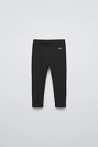 LABEL DETAIL RIBBED LEGGINGS