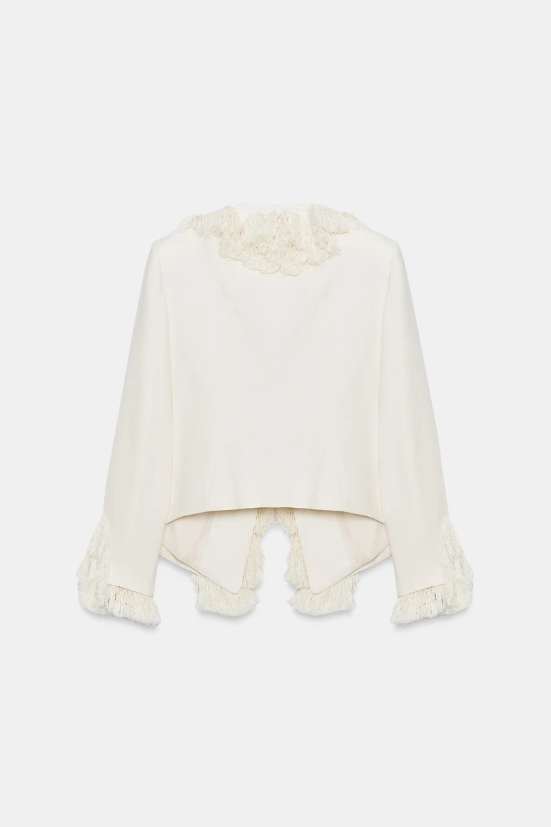 LINEN BLEND FRINGE JACKET ZW COLLECTION