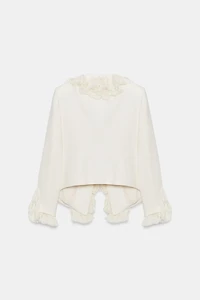 LINEN BLEND FRINGE JACKET ZW COLLECTION