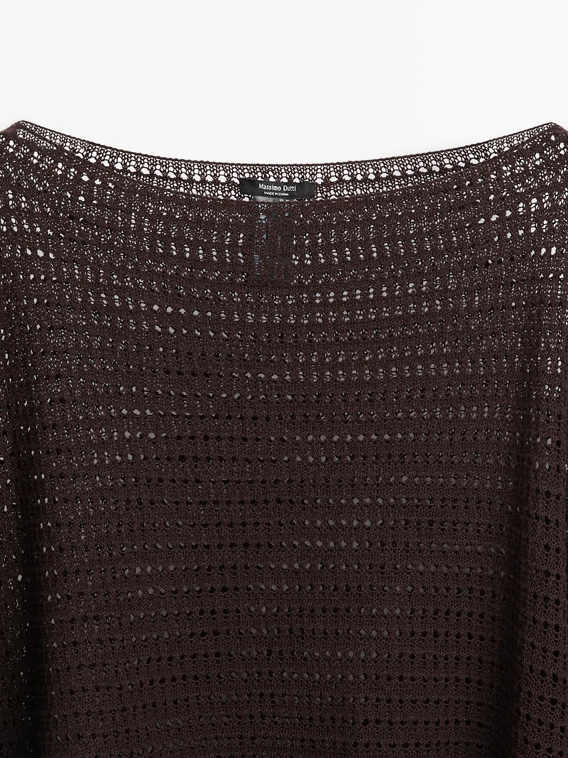 Cotton blend cape with openwork detail