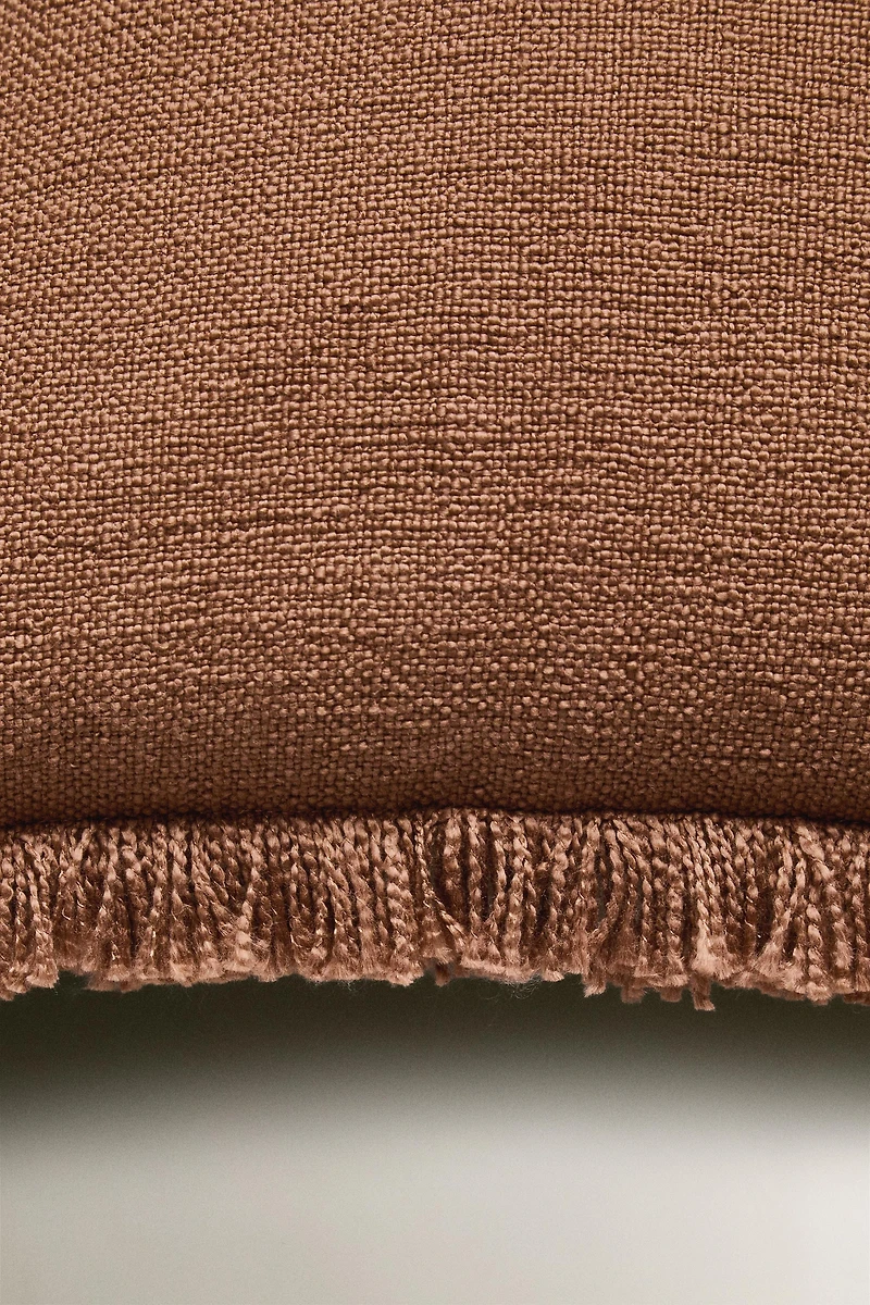 FRINGED THROW PILLOW COVER